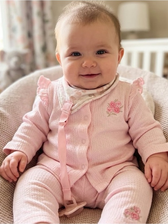 Other - Baby Girl Pink 2 piece set with Floral Embroidery